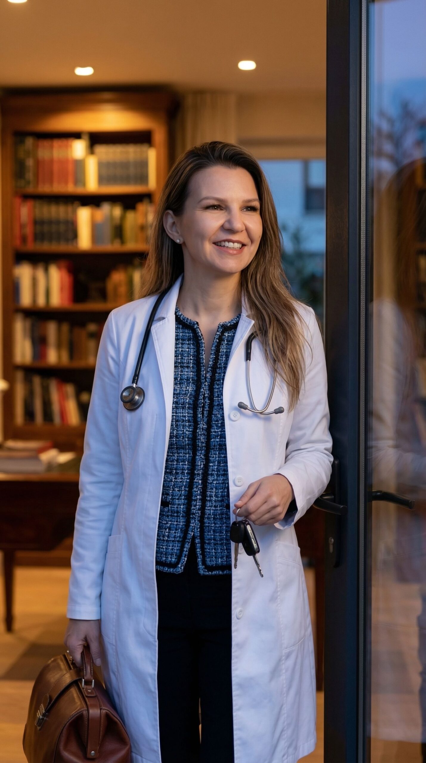 Magnifying glass over medical data and DNA strands representing diagnostic evaluation in adult medicine.