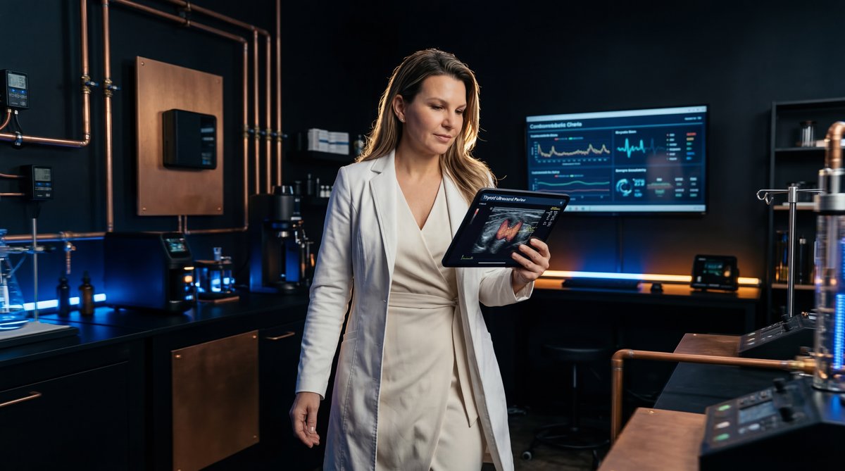 Modern digital home blood pressure monitor next to a smartphone displaying health data