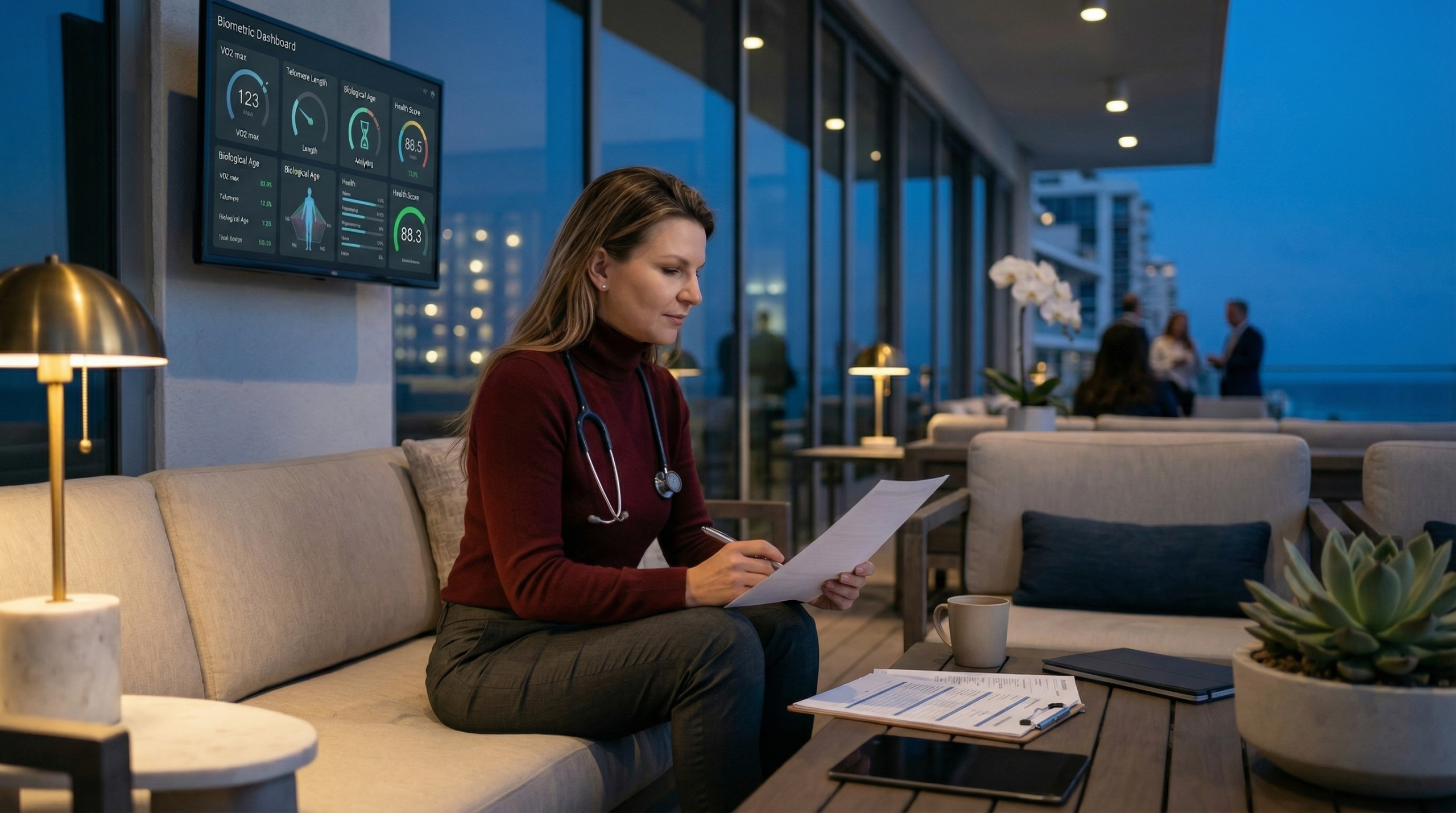 Physician discussing prediabetes screening test results with a patient in a modern clinic